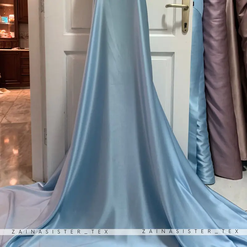 1/2 Meter Kain Satin Armany Silk Silky - saten bridesmaid - Ice Blue bahan baju 2