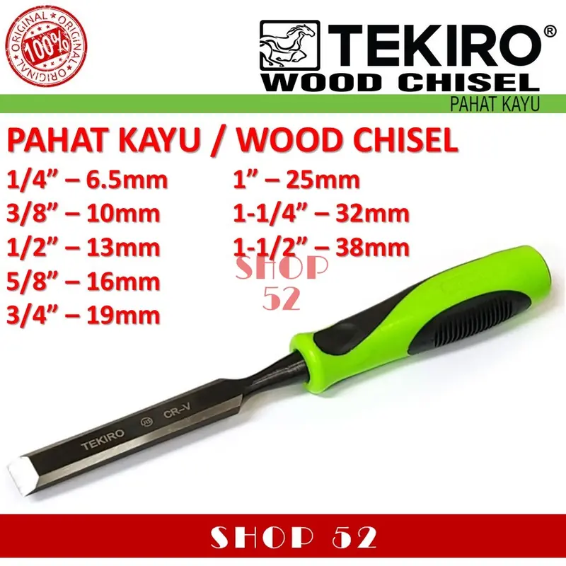 TEKIRO Pahat Kayu Satuan Wood Chisel 1/4" 3/8" 1/2" 5/8" 3/4" 1" 1-1/4" 1-1/2" in inch Original 0