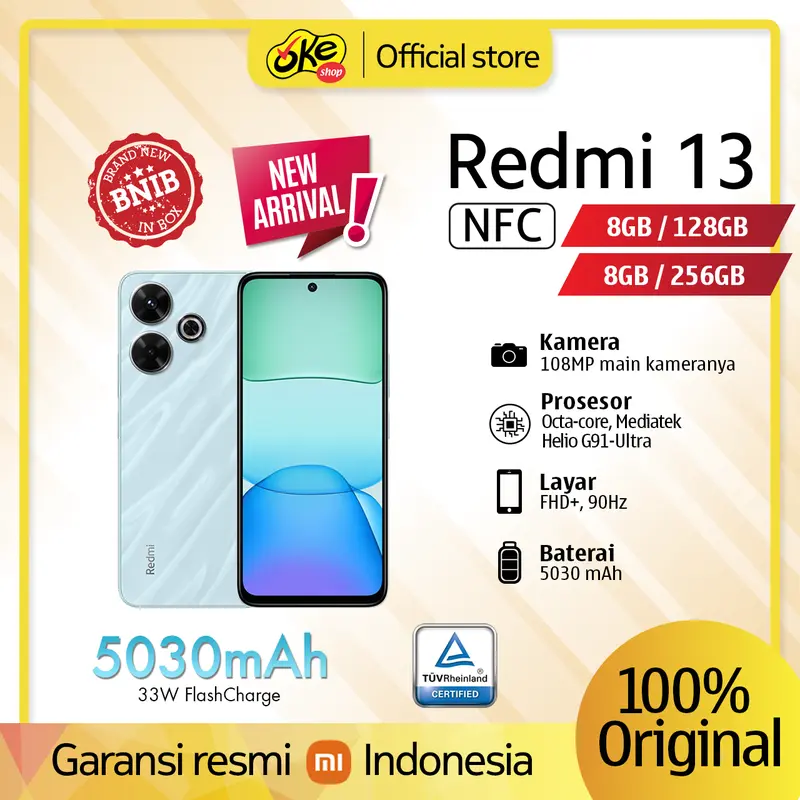 Xiaomi Redmi 13 4G 8/256 GB 8/128 GB NFC Garansi Resmi not Redmi note 13 2