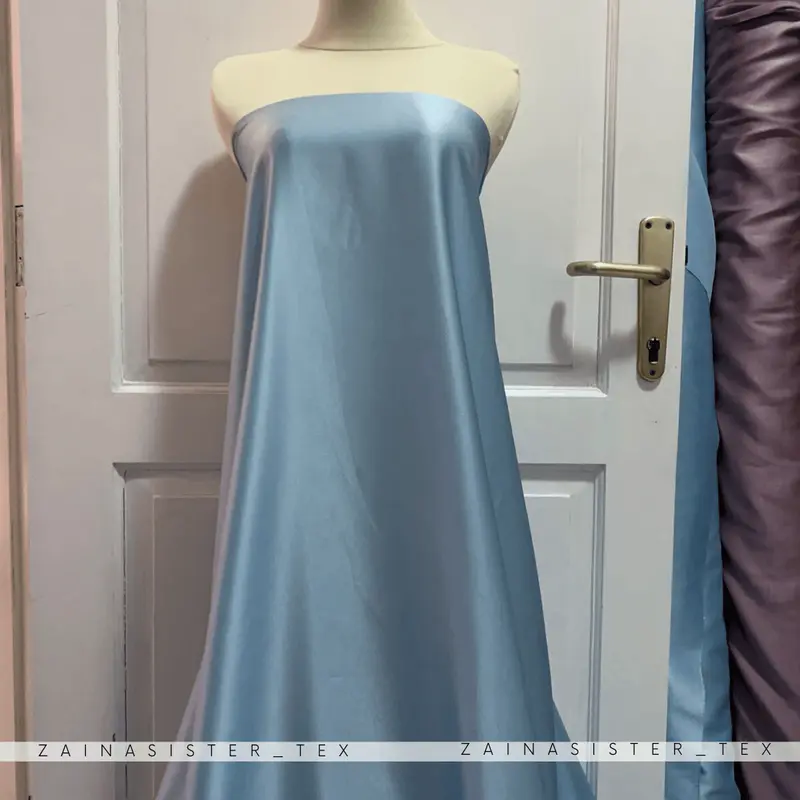 1/2 Meter Kain Satin Armany Silk Silky - saten bridesmaid - Ice Blue bahan baju 3