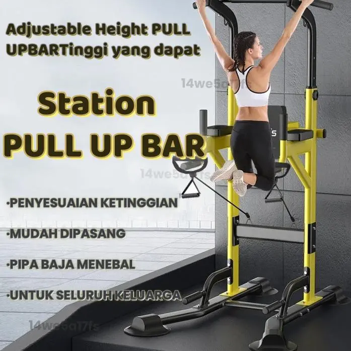 Pull Up Bar Multi-Function Power Tower Adjustable Height Pull up Stasiun Dip Bar Pull Up Stand untuk Peralatan Latihan Kekuatan Gym Rumah Menara Daya