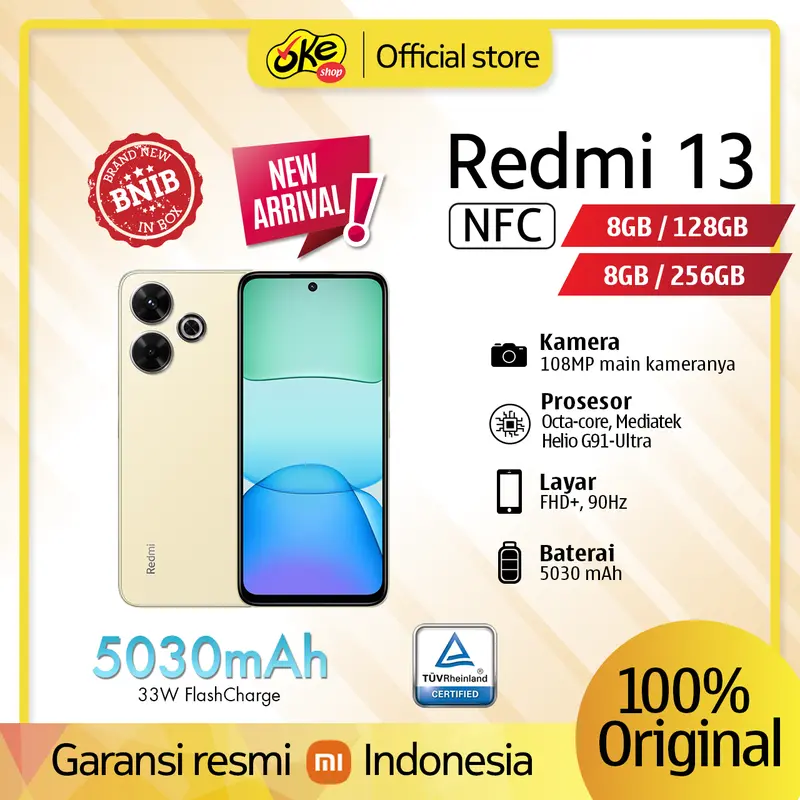Xiaomi Redmi 13 4G 8/256 GB 8/128 GB NFC Garansi Resmi not Redmi note 13 1