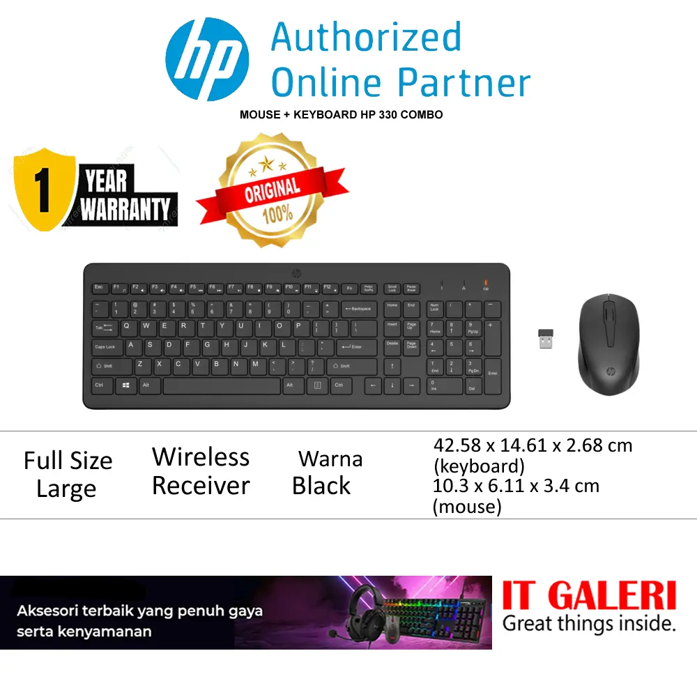 HP 330 Wireless Mouse and Keyboard Combination (2V9E6AA)