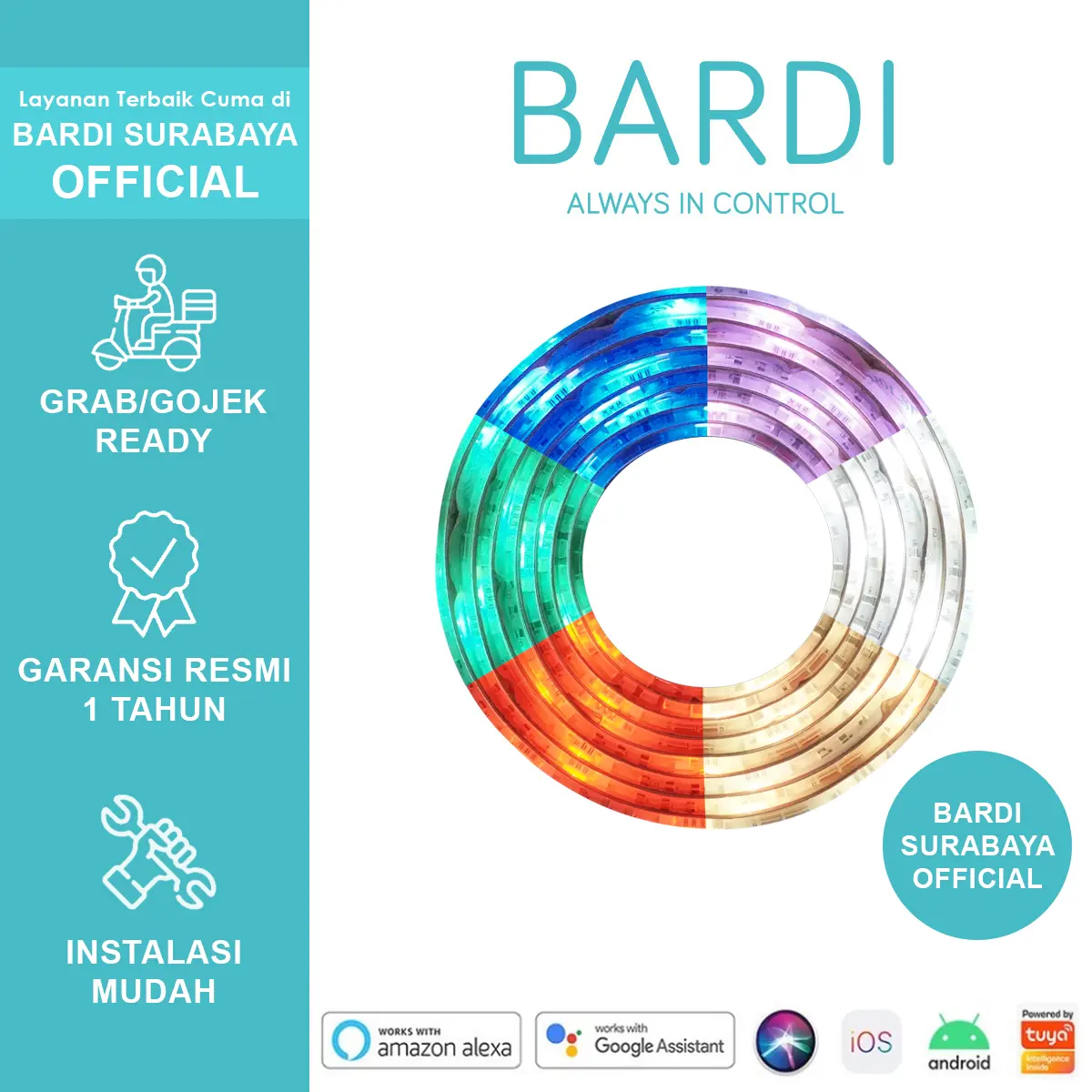 BARDI Smart LED Strip RGB+WW 2m Lampu Pintar IoT Home Automation