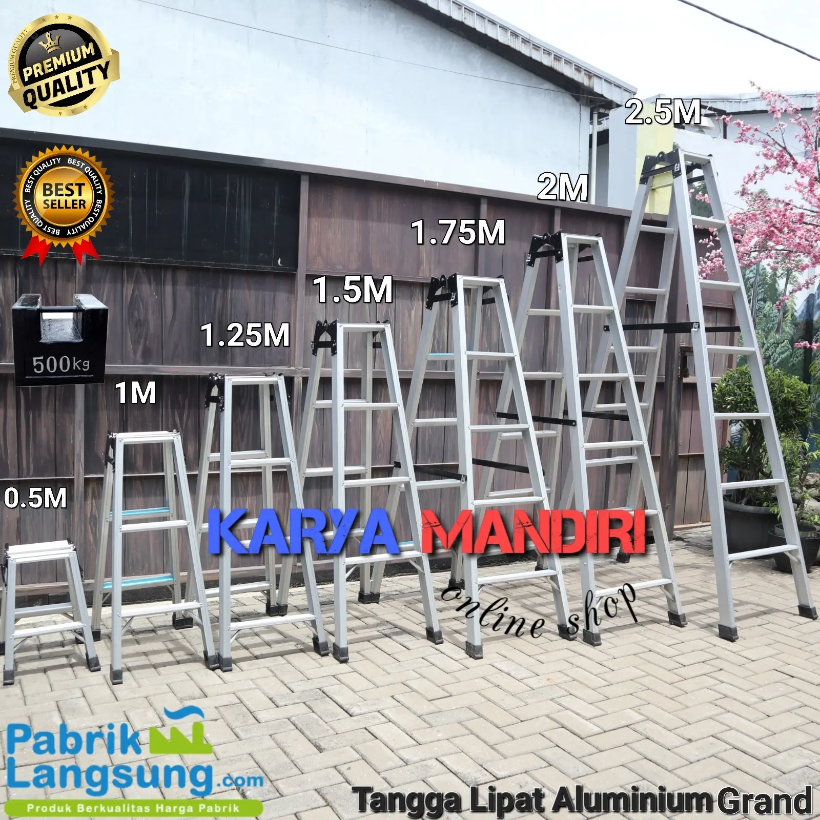 Tangga Lipat Aluminuim Jumbo / 1,25 M / 1,5 / 1,75 M / 2M