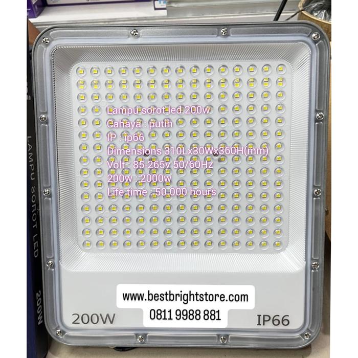 Gambar LAMPU SOROT TEMBAK LED 200 WATT KAP TIPIS FLOOD LIGHT 200W OUTDOOR - LAMPU LED SOROT FLOODLIGHT 200WATT OUTDOOR IP66 dari BestBright Store Kota Administrasi Jakarta Pusat Tokopedia