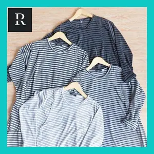 Rust_ Baju Gamis Menyusui Basic Stripe Bukaan Samping Kanan Kiri Bahan Spandek Pe Busui Basic Stripe 0030