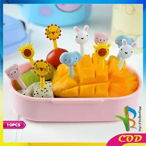 [COD] RB C1182 Garpu Bento Isi 10pcs Tusukan Bento Buah Kue Karakter Animal Dekorasi Bekal / Garpu Buah Mini Dessert Motif Lucu Food Pick