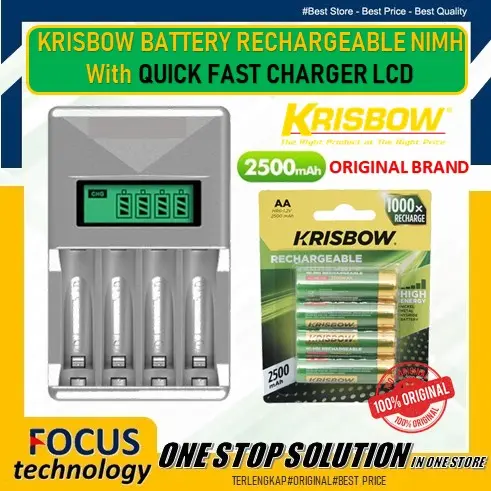 Krisbow Set Baterai Rechargeable Size Aa 2500 Mah 4 Pcs