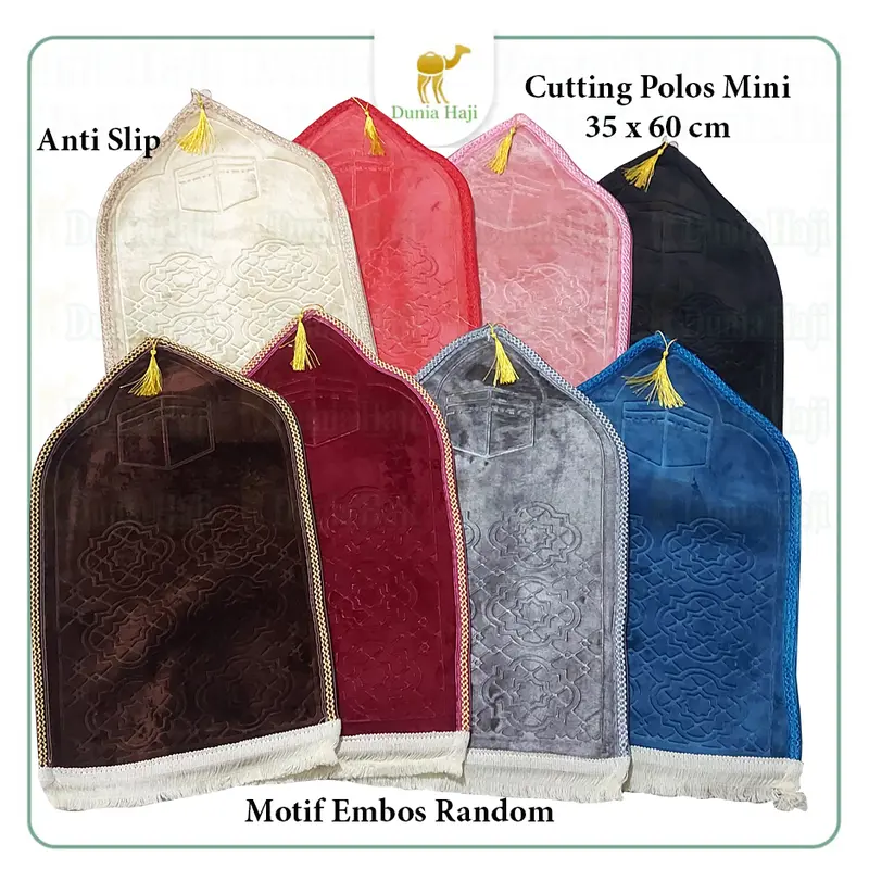 Sajadah Mini Kubah Polos Embos Kepala Anti Slip / Licin Tebal Turki 0