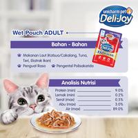 Gambar Deli-Joy Makanan Kucing Basah Pouch Adult Tuna Topping Teri 60g dari UNICHARM PET SHOP Kab. Tangerang 4 Tokopedia