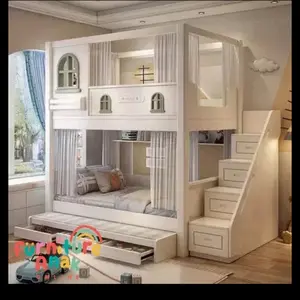 tempat tidur anak tingkat 90x200 3 kasur dan  3 laci