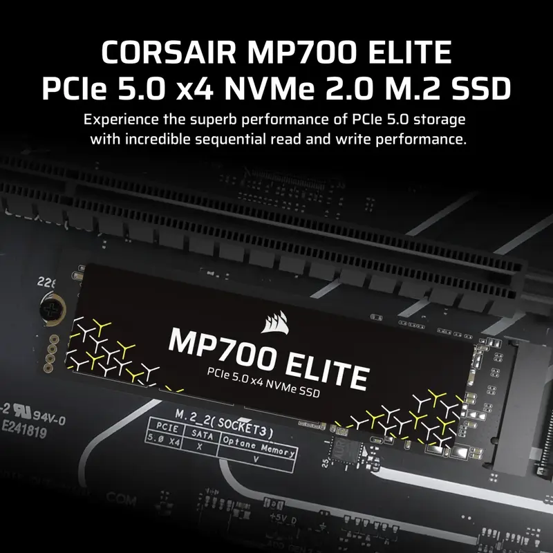CORSAIR MP700 ELITE 1TB PCIe 5.0 (Gen 5) x4 NVMe M.2 SSD 3