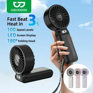 GOOJODOQ GFS003 4000mAh High Speed Portable Mini kipas Handheld Fan Quietand Air flow 100 Gear kipas angin Stepless Speed Adjustment Dapat Dilipat Kipas