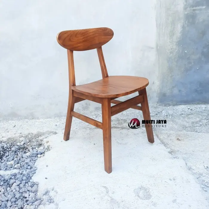 Kursi Cafe Kayu Jati Minimalis Modern - Desain Scandinavian Elegan