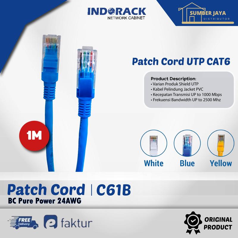 Kabel LAN CAT6 1 Meter - Biru/Putih/Kuning - PATCH CORD UTP CAT6 - Shop ...