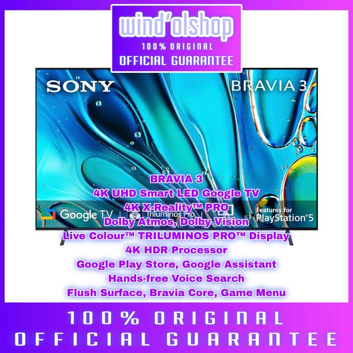Gambar Sony Bravia 3 K75S30 LED Google TV UHD 4K 75 inch Bravia3 K-75S30 Dolby Vision Atmos dari wind' shop official Kota Tangerang Selatan Tokopedia