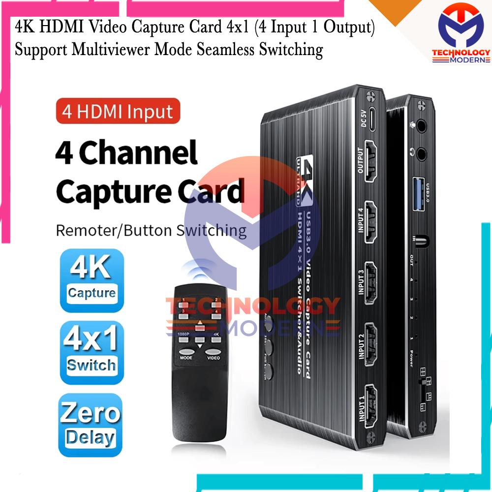 USB 3.0 HD HDMI Video Capture 4x1 Multi-viewer 4 Channel For Live Streaming Seamless Video Capture