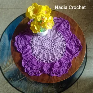 Taplak Rajut Meja Bundar warna Ungu