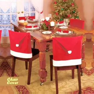 Christmas Chair Cover Cover Penutup Kursi Bentuk Topi Santa Dekorasi Natal Merah