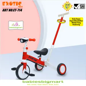 Sepeda Roda Tiga Exotic ET 714 Balence Bike Tricycle Push 4IN1 Anak
