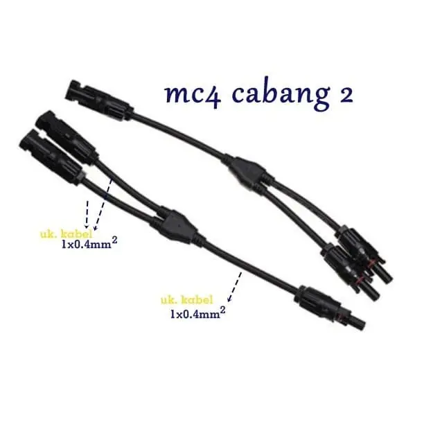 Ybranch Mc4 paralel for 2P panel surya Connector MC4 konektor MC4 cabang 2 untuk pemasangan Solar Panel PLTS