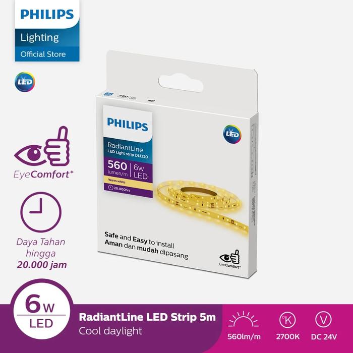 Gambar Lampu Philips Radiantline LED Strip EXT DLI320 5M 6W 2700K 24V Kuning dari Philips lighting Jakarta Kota Administrasi Jakarta Timur Tokopedia