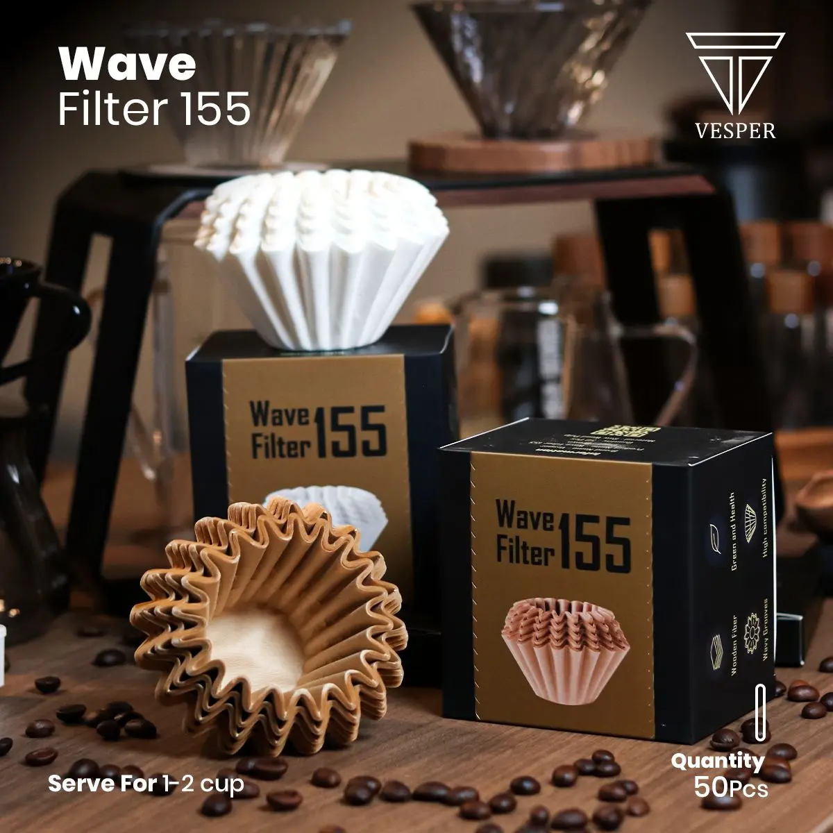 origami coffee paper wave filter 155 / kertas saringan kopi V60 50pcs