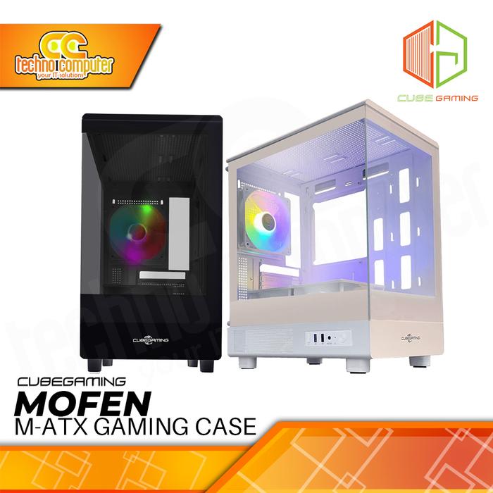 Gambar CASING CUBE GAMING MOFEN - Mid Tower mATX Case Tempered Glass (Free 3x RGB Fan) dari Techno Computer Bali Kota Denpasar Tokopedia