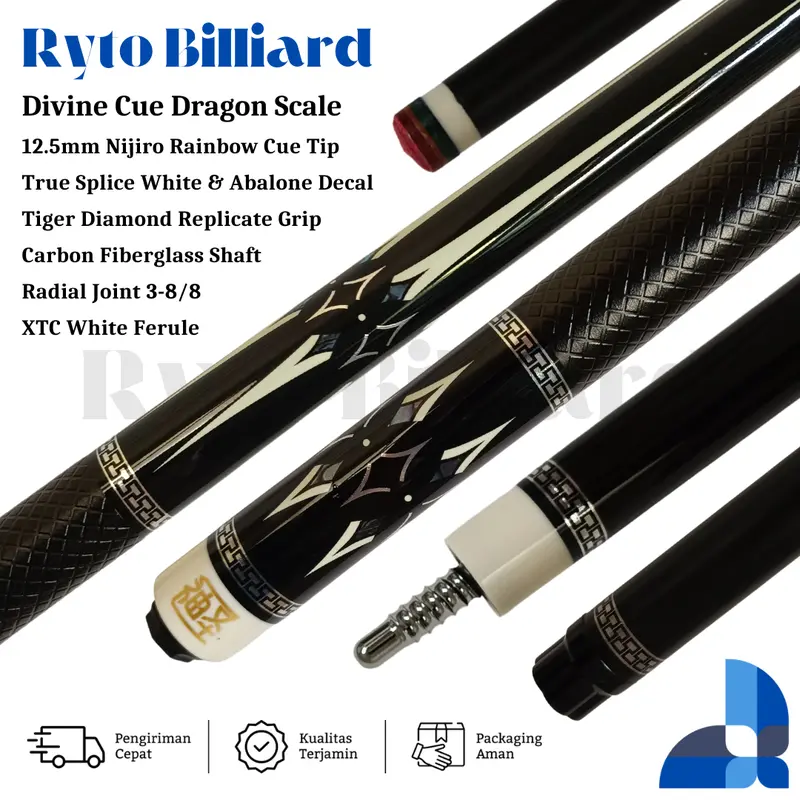 Divine Cue Dragon Scale TW Series 12.5mm | Stick Billiard Premium - Ryto BL 0