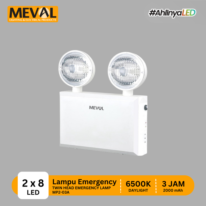 Gambar Lampu Emergency Compact Twin Head 2x4W, Putih dari MEVAL ID Kota Tangerang Tokopedia
