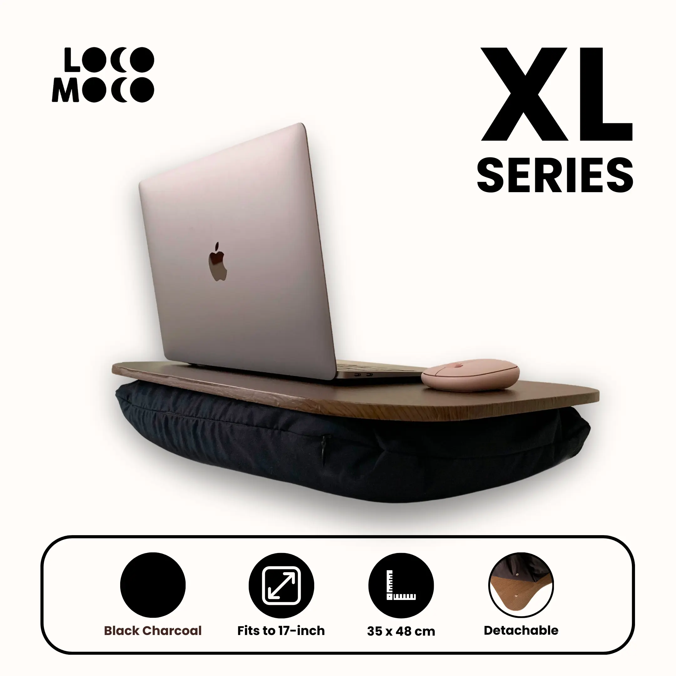 Alas Laptop Size XL - Bantal Laptop Meja Multifungsi untuk Laptop 17 Inch - Black Charcoal