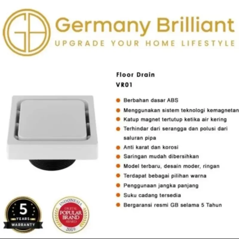 VR01-W smart floor drain putih ORIGINAL GERMANY BRILLIANT 1