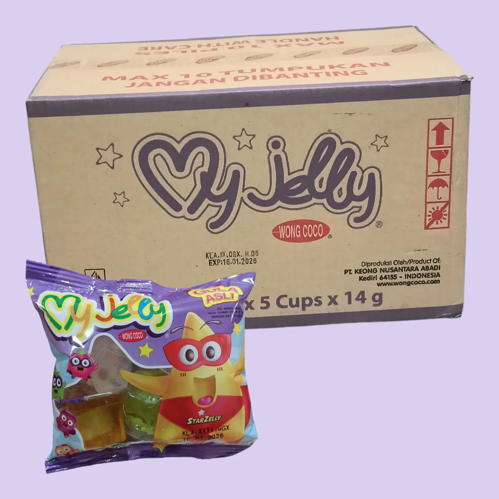 Wong Coco My Jelly Rasa Buah 14gr isi 5 Cup [60 bungkus/KARTON]