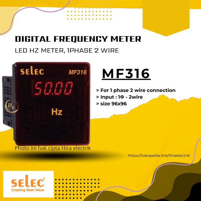 Jual DIGITAL LED HZ METER 1PHASE 2WIRE MF316 / MF-316 SELEC - Jakarta ...