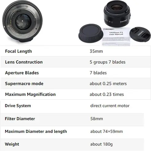 Lensa Wide Yongnuo YN35mm F2 For Canon - Lens Fix YN 35MM 1
