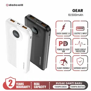 Delcell GEAR Power Bank 10500mAh 22.5W Digital Display QC 3.0+ PD Real Capacity 2 Tahun garansi