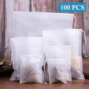 Kantong Teh Celup Kosong 5.5x7 6x8 7x9 8x10 10x12 13x19 20x25 100Pcs Paper Tea Bag Filter Air Saringan