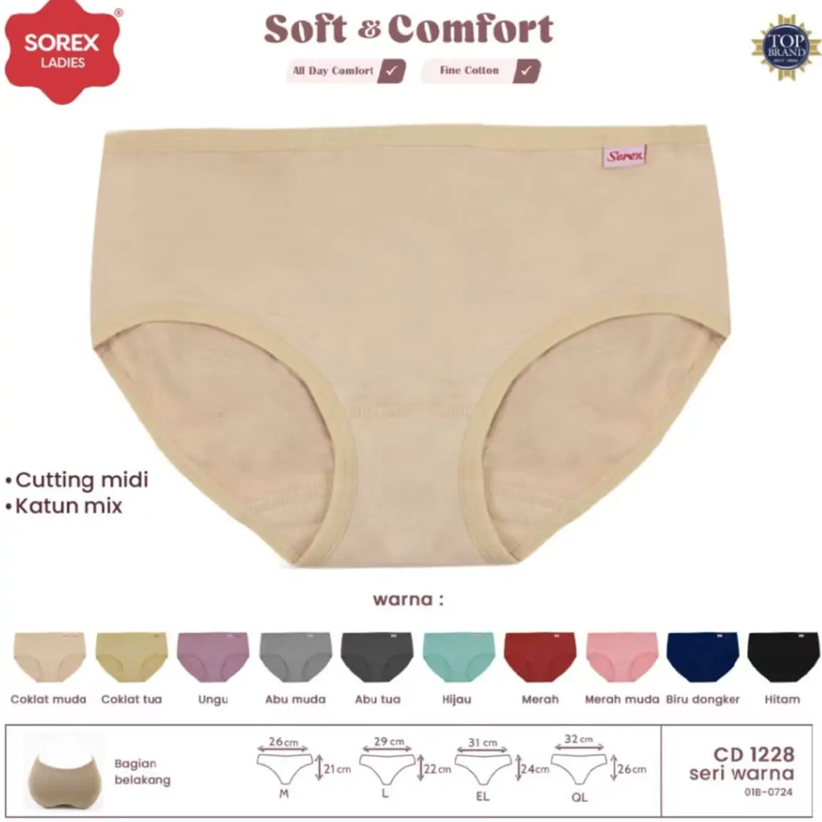 SOREX Cd Wanita Basic Midi 1228 Katun Adem dipakainya