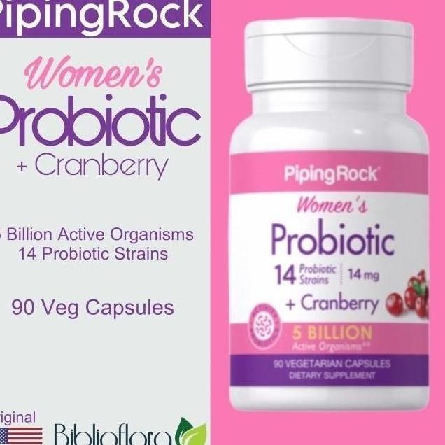 Terbaru Piping Rock Women'S Probiotic Wanita 5 Billion Cranberry 90 Capsules
