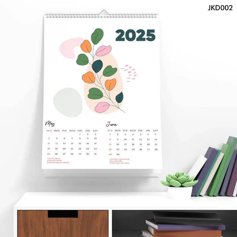 Kalender 2025 Lengkap Kalender Dinding 2025 Aesthetic Gantung Ilustrasion Lukisan Bunga Hiasan Ruangan Kamar 3