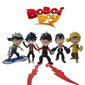 Boboi Boy Action Figure Mainan Pajangan Boneka Miniatur Set Isi 5 Bahan Vinyl Karet Padat Tinggi 12 Cm Desain Halus Dan Detail Loose Pack Tanpa Kemasan Box