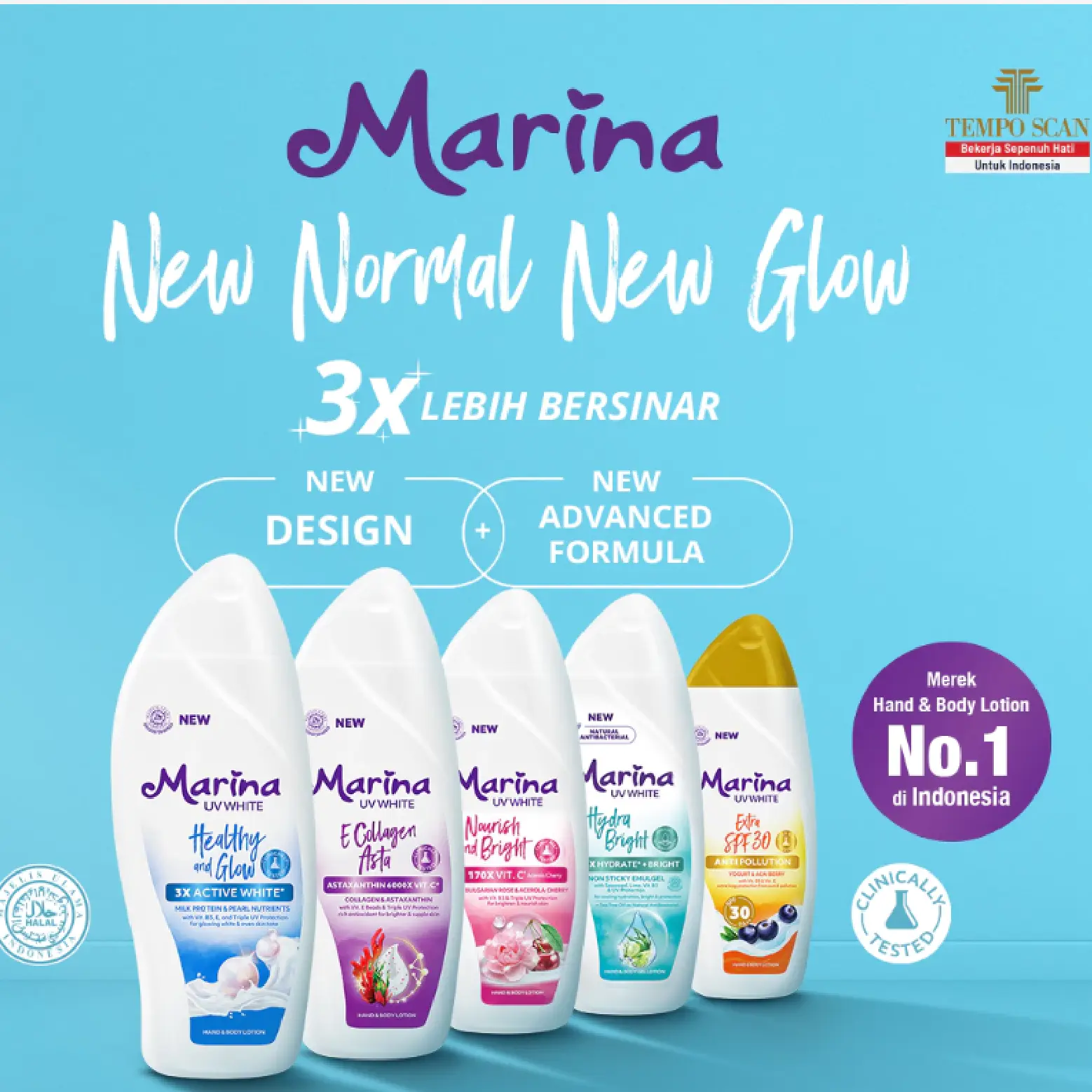 MARINA UV WHITE HEALTHY GLOW, E COLLAGEN ASTA, BRIGHT FRESH, HYDRO