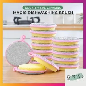 Berkat SPONS Cuci Piring Bulat 2 SISI Spon pembersih Dapur Serbaguna  Halus Dan kasar