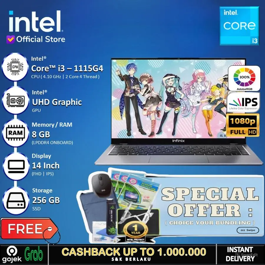 INFINIX INbook X2 - Core I3 1115G4 8GB 256SSD W11 14" FHD IPS 100SRGB