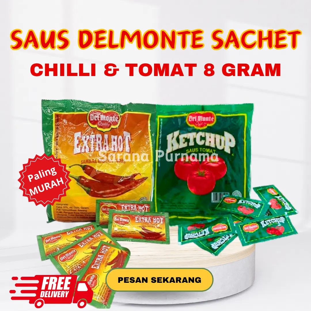 SAUS TOMAT DELMONTE EXTRA HOT CHILLI SAUCE 8GR 24 SACHET / KETCHUP