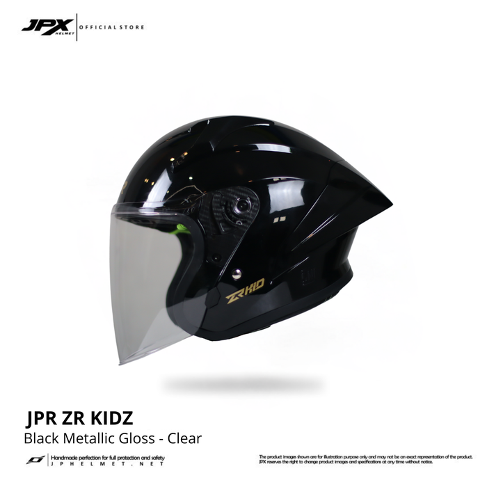 Gambar Helm Half Face Anak Pria Wanita Harian Motor SNI Tebal Nyaman JPR ZR KIDZ Solid - Black Metallic - Visor Clear, M dari JPX HELMET Kab. Tangerang Tokopedia
