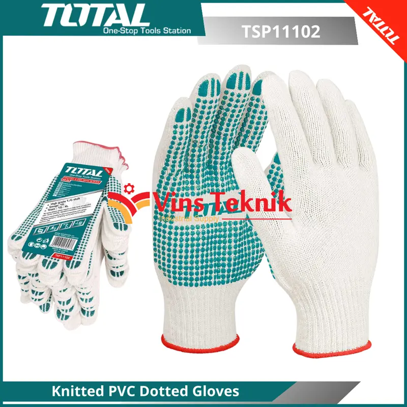 Anti Selip Knitted PVC Dotted Gloves Sarung Tangan TOTAL TSP11102 0