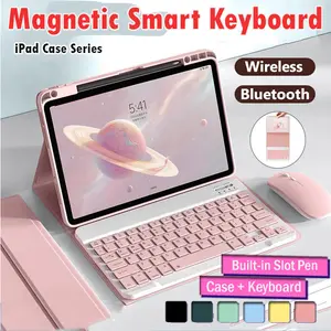 iPad 10 2022 10.9 Inch In Keyboard Flip Case Smart Keyboard Wireless Bluethooth Macaron Standing Book Cover