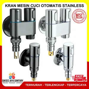 Kran Air mesin Cuci Otomatis Anti Jatuh Keran Tembok 1/2 Inch Stainless Otomatis Menghentikan Air